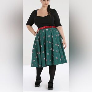 Hell Bunny Christmas Candy Cane and Flirty Bows Skirt - Size 4X
